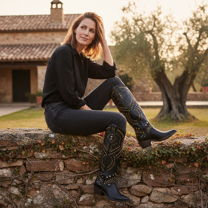 Women’s Knee-High Western Boots with Block Heel