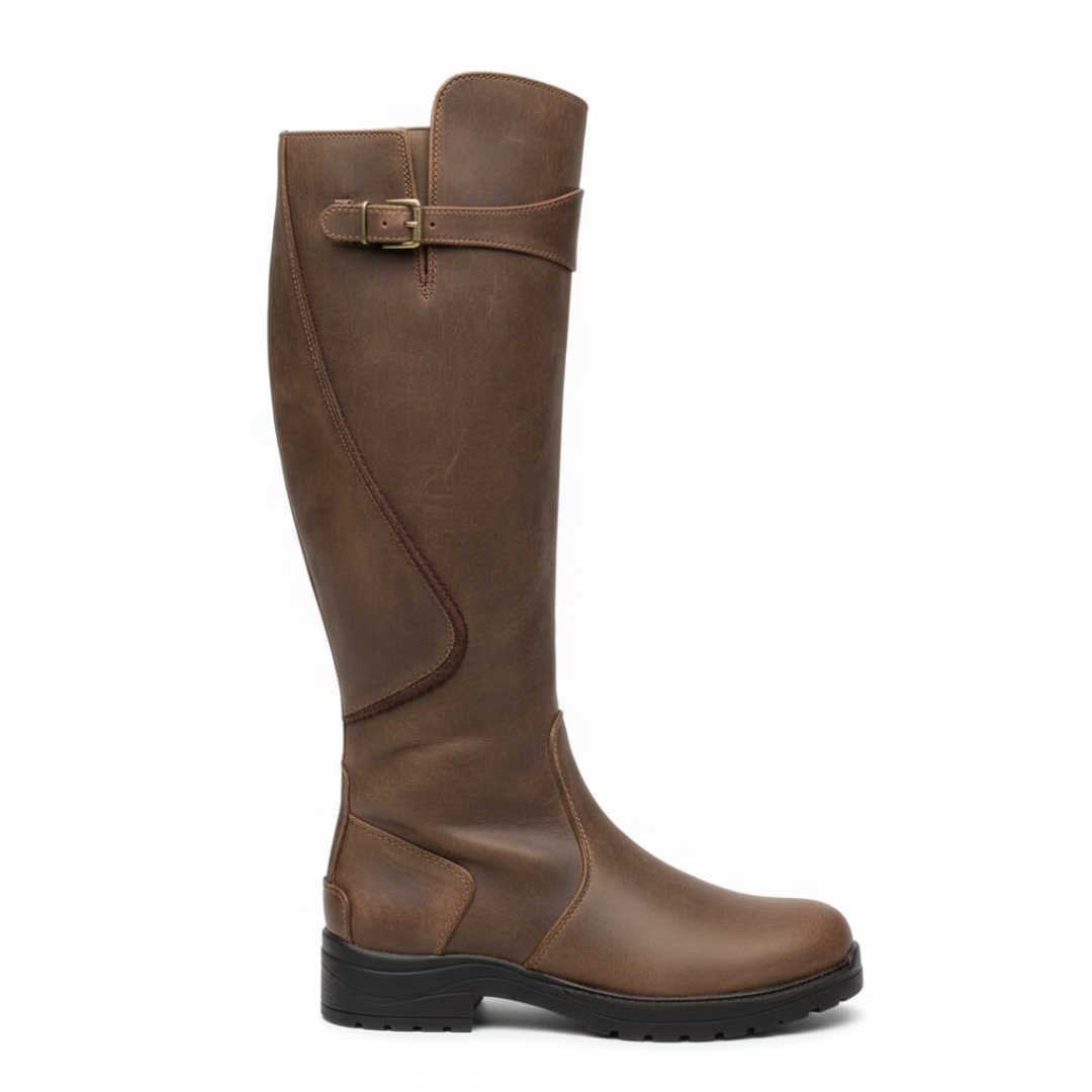 Women’s Knee-High Riding Boots with Buckle Strap