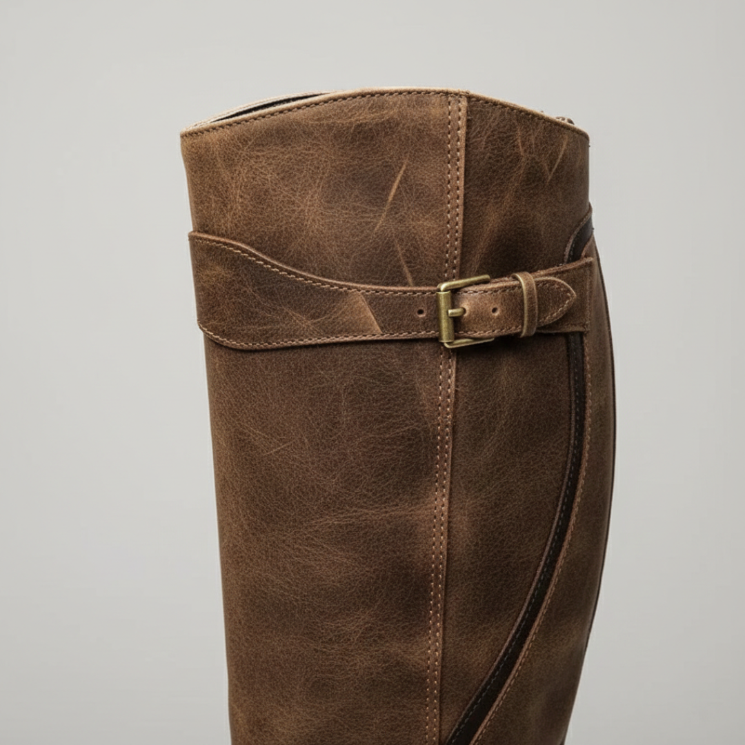 Women’s Knee-High Riding Boots with Buckle Strap